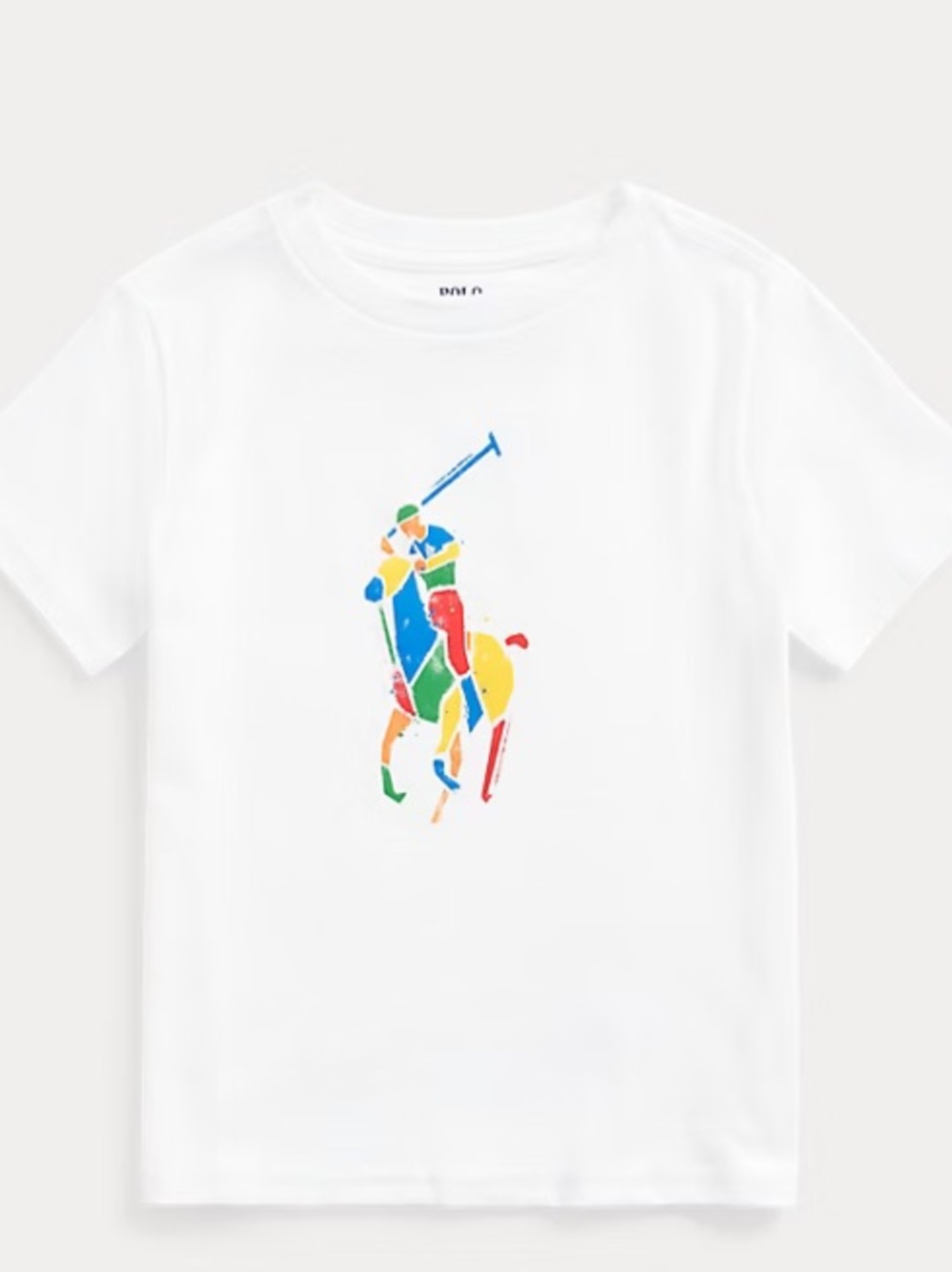 Polo by Ralph Lauren White Tee with Multicolor Polo Player Graphic